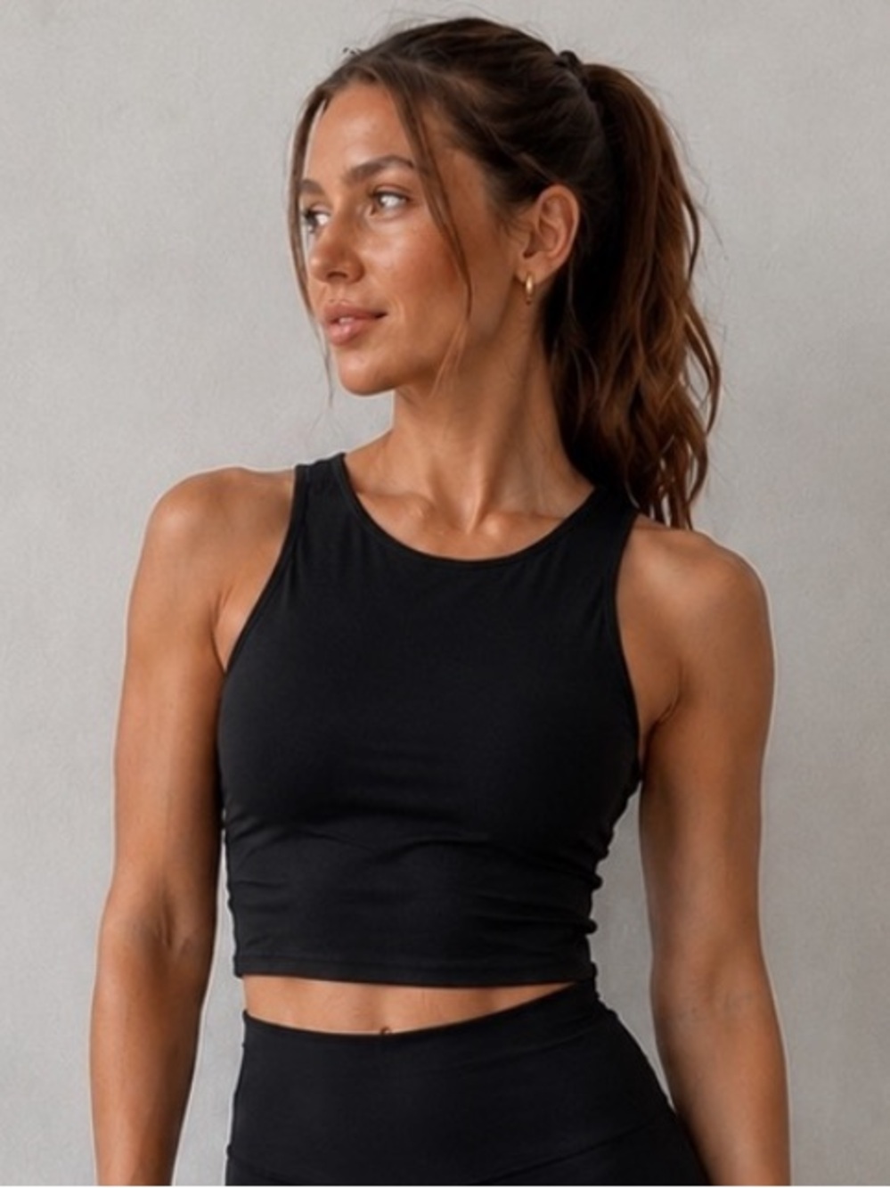 Athleta Conscious Crop Racerback Built in Bra Tank Top in Black